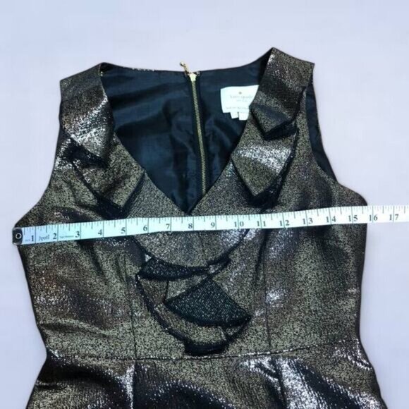 Kate Spade Gold Shimmer Cocktail Dress - Size 00 - Picture 10 of 11